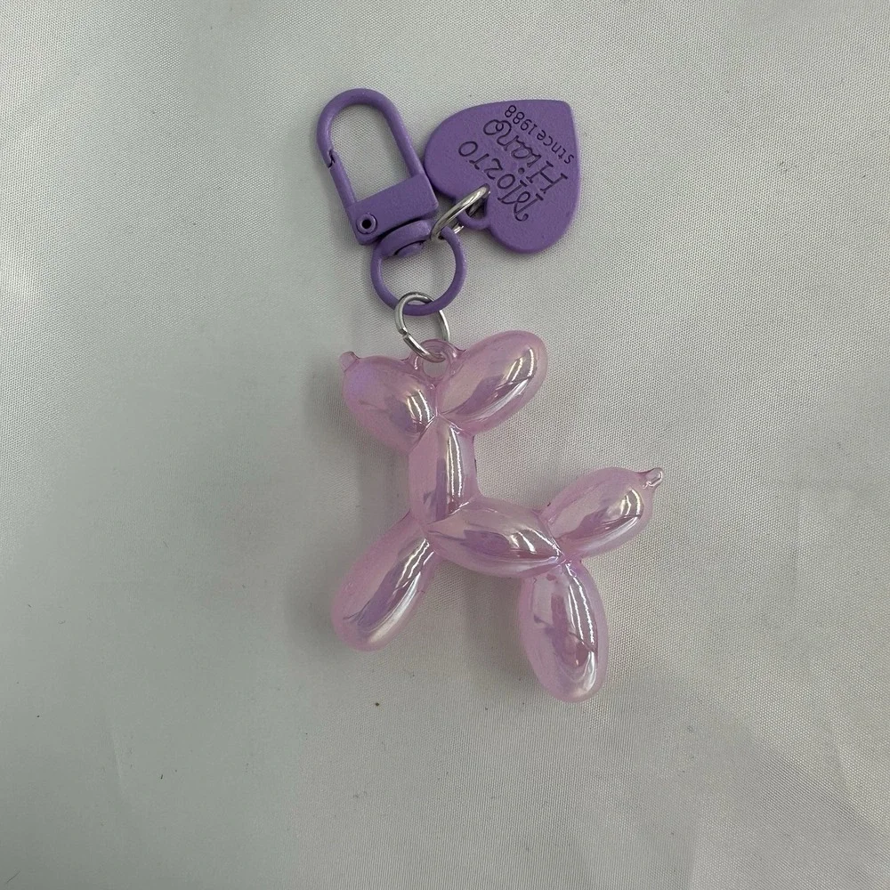 Balloon Dog Keychain Y2K for Women Bag Pendant Jewelry Clear Purple New